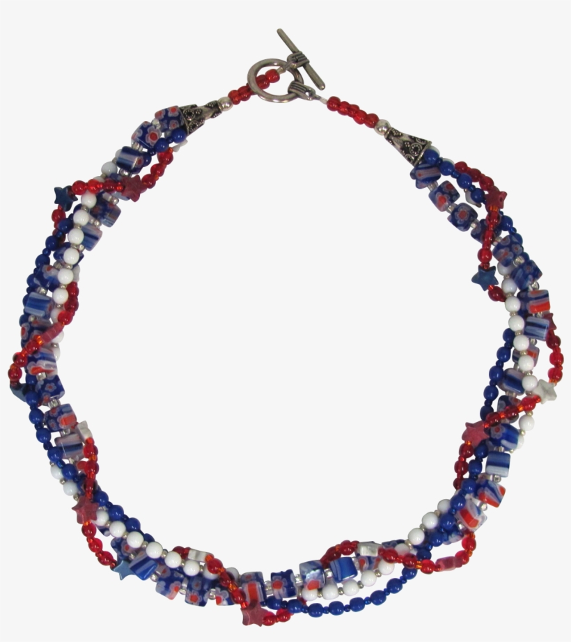 Red White And Blue Multiple Strand Twisted Choker With - Necklace, transparent png download