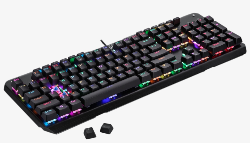 Redragon K555 Gaming Mechanical Usb Keyboard With Blue - Tt Esports Poseidon Z Keycaps, transparent png download