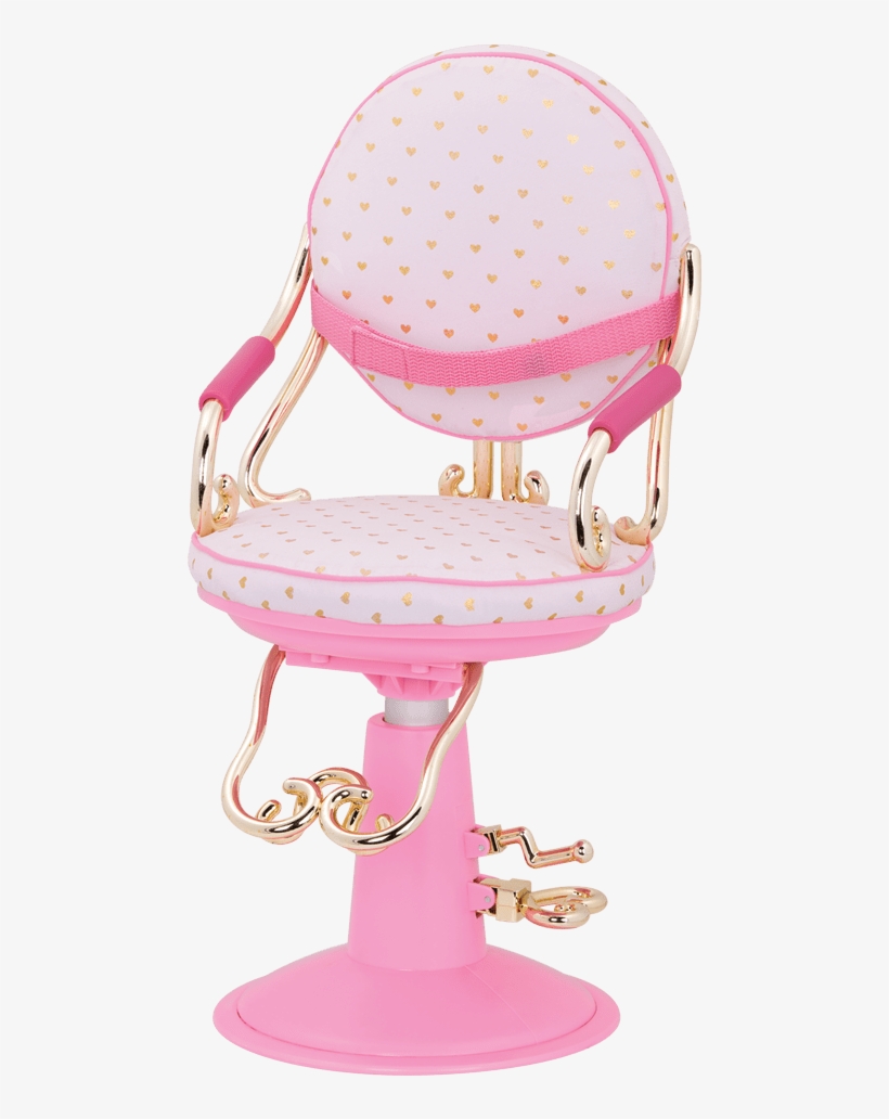 Sitting Pretty Salon Chair Gold Hearts Chair View - Our Generation Dolls Chair, transparent png download