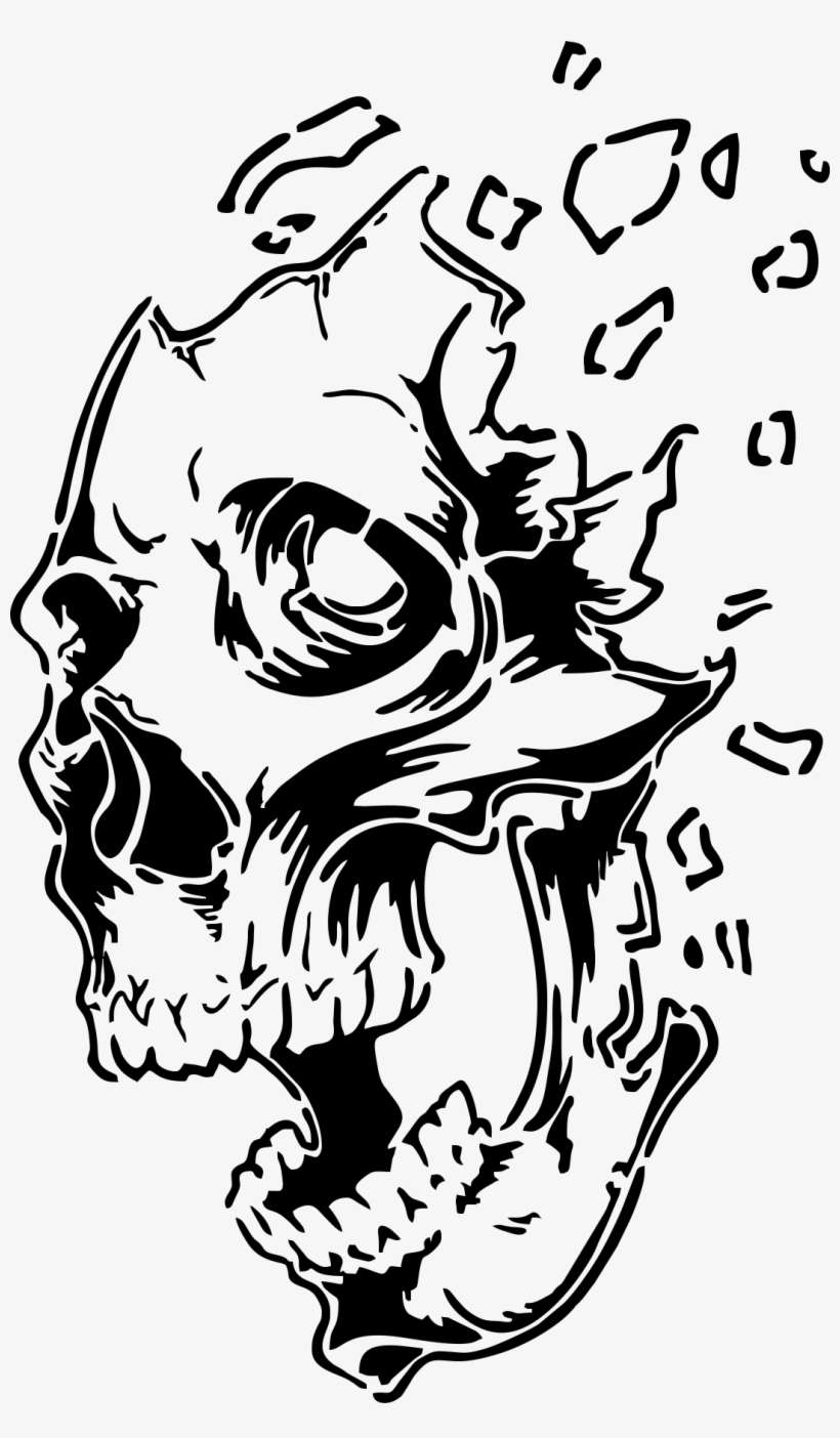 Pin By Bruce Jackson On Decals Skull Drawings, Board - Stencil Skull Art, transparent png download