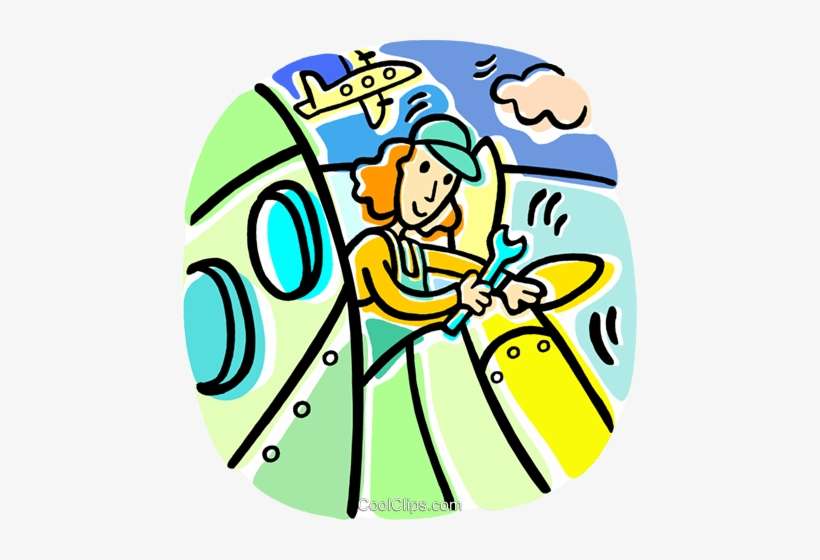 Líneas Aéreas De Trabajo Mecánico En Un Avión Libres - Airplane Mechanic Clip Art, transparent png download