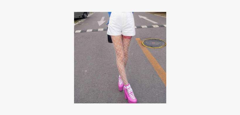 White Big Fish Net Fishnet Lolita Punk Rock Gothic - Street, transparent png download