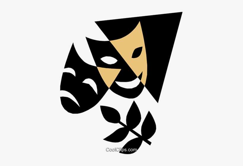 Theatre Masks Royalty Free Vector Clip Art Illustration - Theatre Mask Vector Png, transparent png download