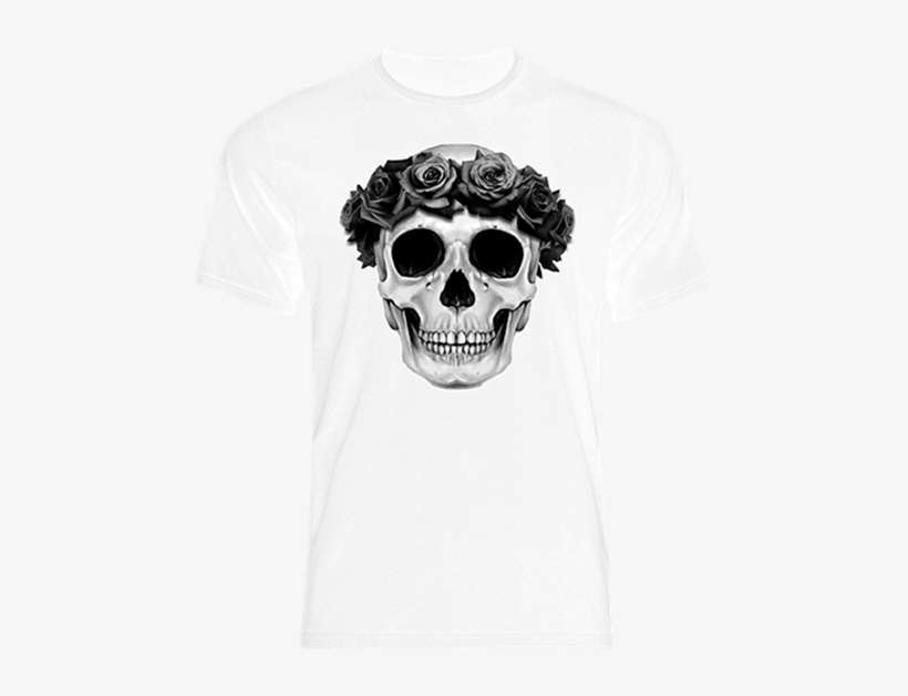 Flower Crown Skull White T-shirt - Wwe Cm Punk T Shirts, transparent png download