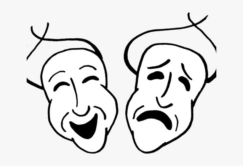 Theater Masks Clipart - Clip Art Comedy Tragedy Masks, transparent png download