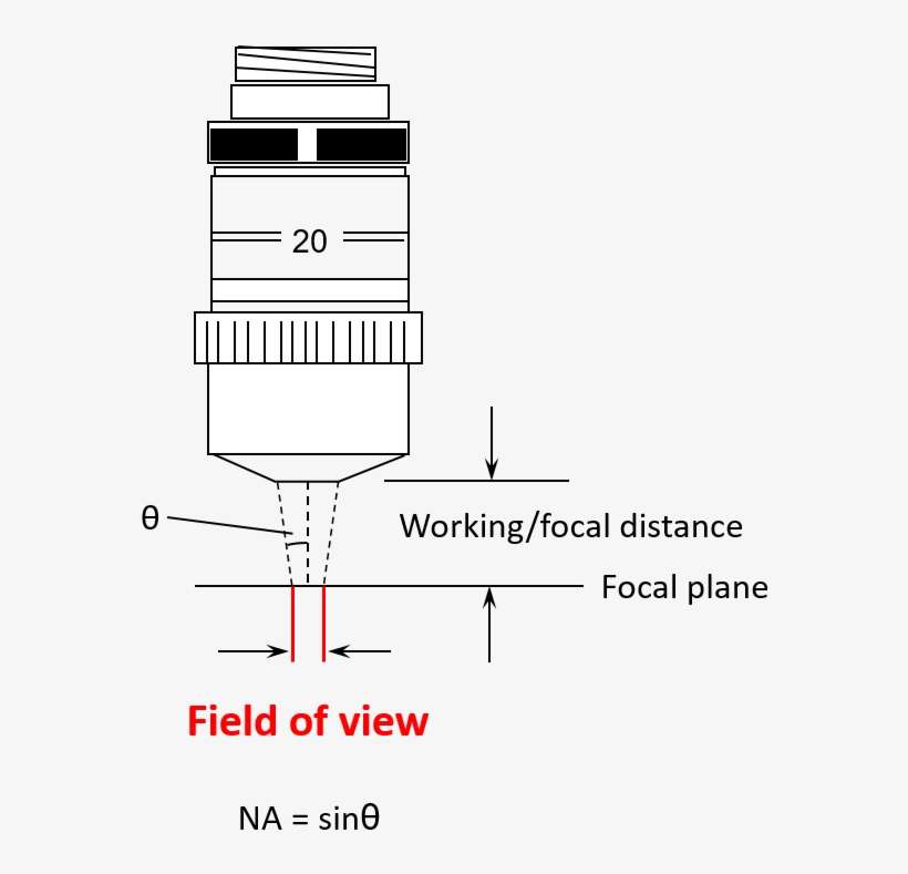 Field Of View, Working Distance, And Numerical Aperture - Diagram, transparent png download
