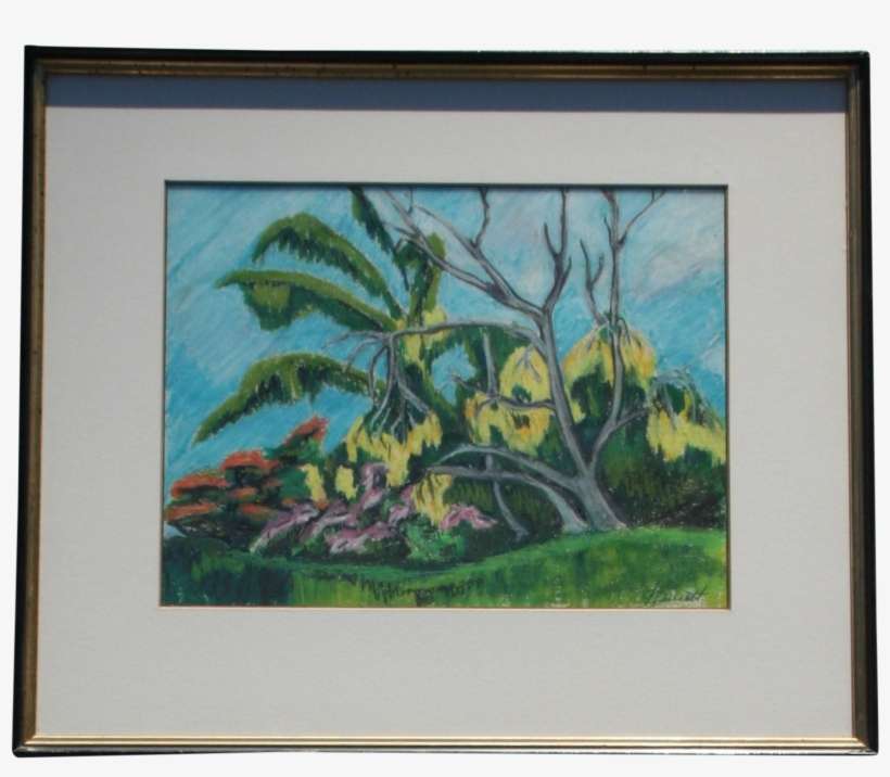 Vintage Tropical Hawaiian Landscape Pastel Drawing - Art, transparent png download