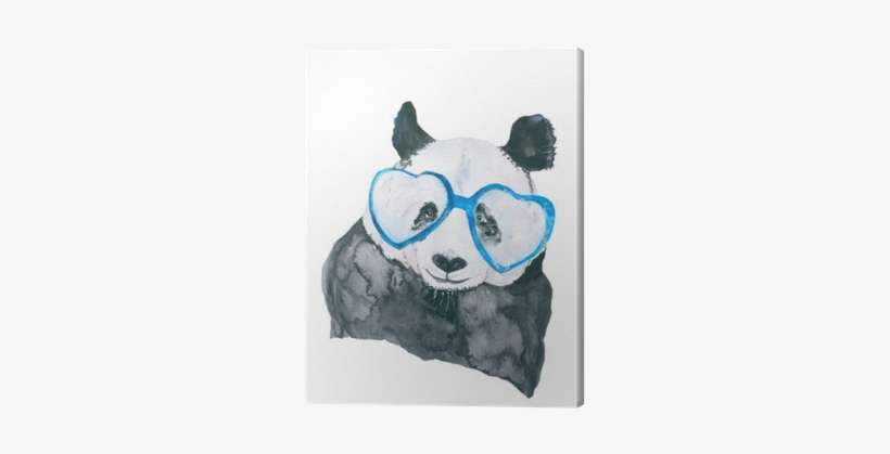 Panda With Glasses - Watercolor Painting, transparent png download