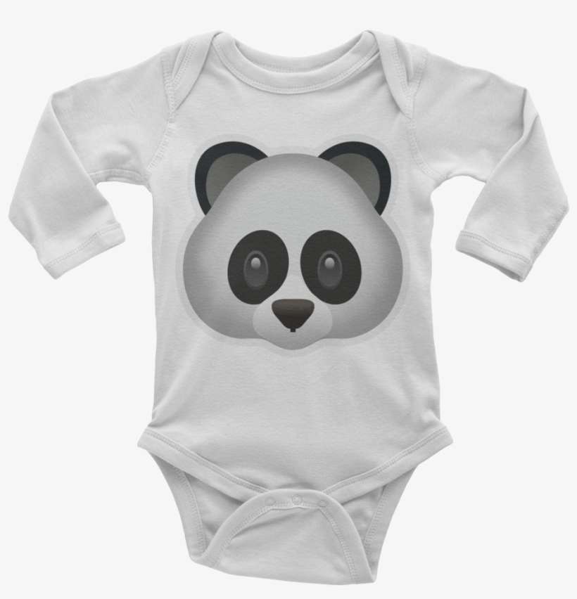 Emoji Baby Long Sleeve One Piece - Panda Emoji Sticker, transparent png download