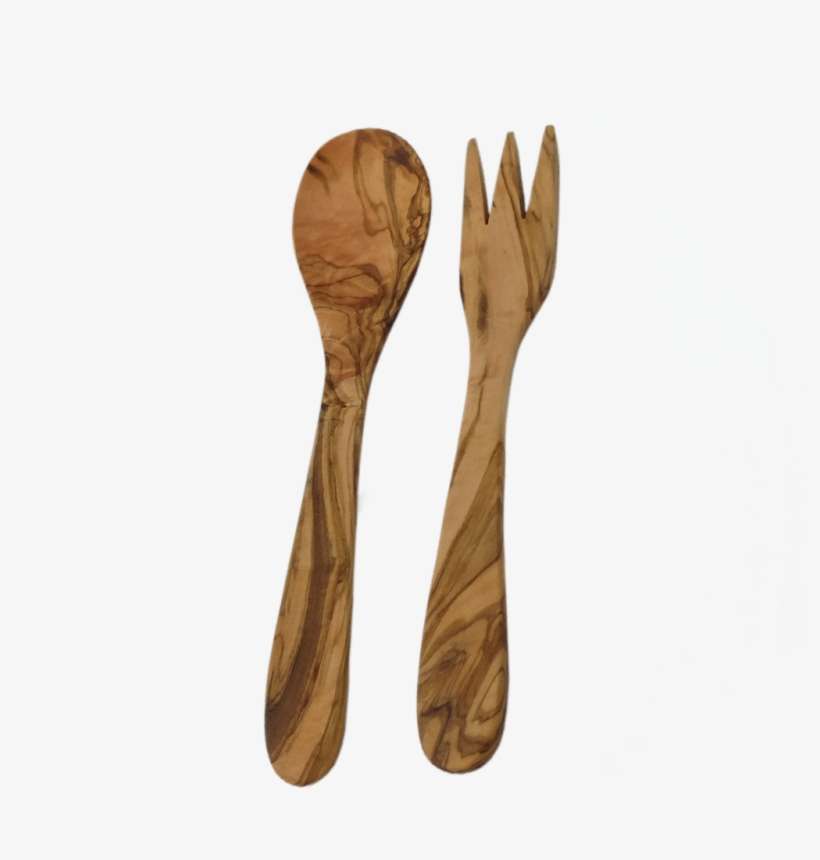 Olive Wood Classic Salad Servers - Salad, transparent png download