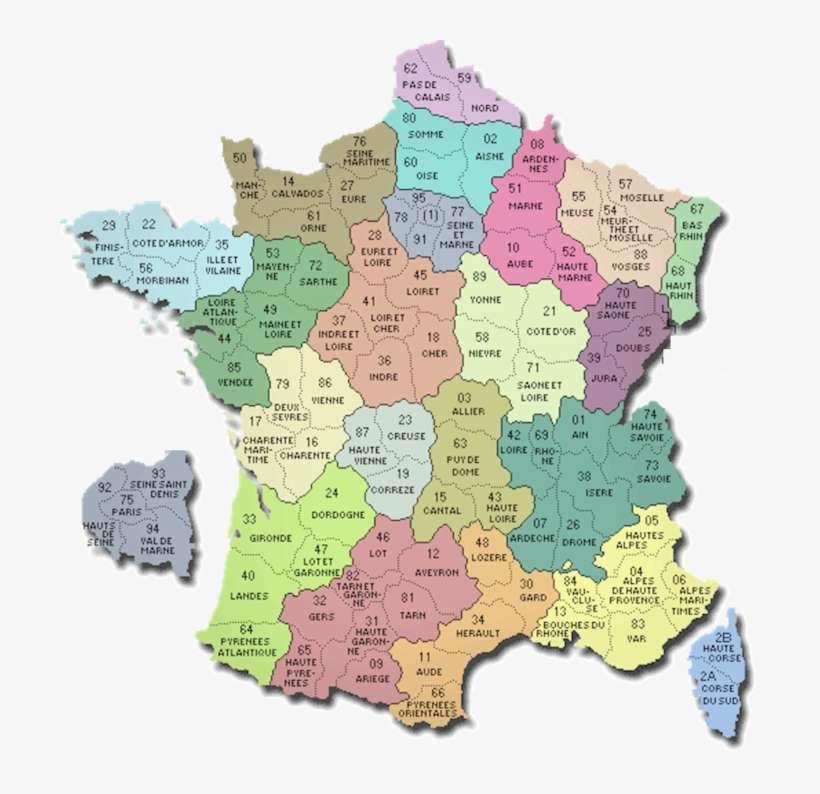 Map France Departments - France Map Of Church, transparent png download