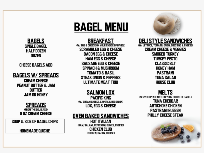 Download Bagels - Cream Cheese Bagel Menu | Transparent PNG Download ...