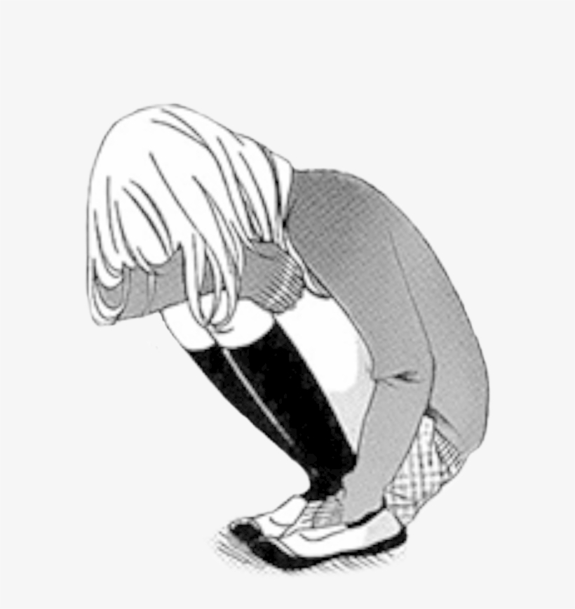Manga Girl Render Girls Transparent Depressed Clip - Девушка Черно Белая Аниме, transparent png download
