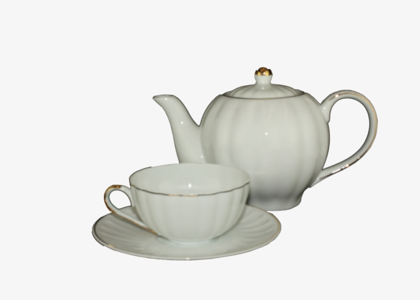 Gxx02pot / White With Gold Trim Tea Set Pot 900ml - Teapot, transparent png download