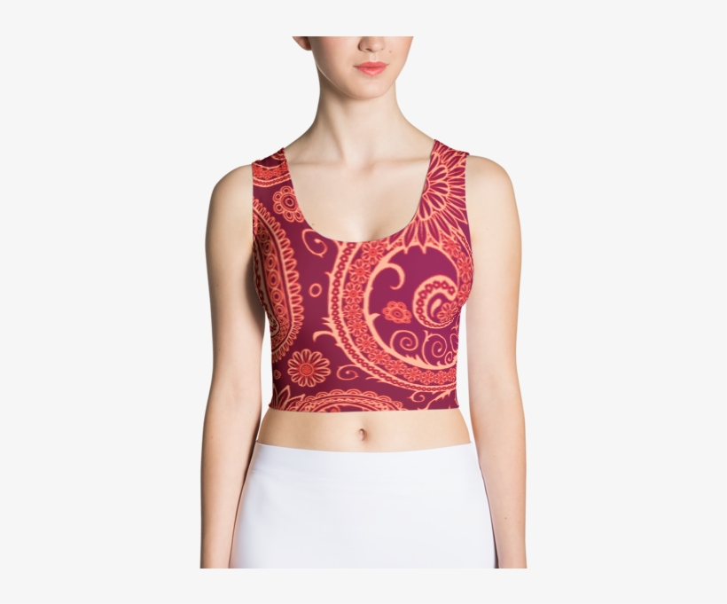 Paisley Swirl Rust Red Crop Top - Crop Top, transparent png download
