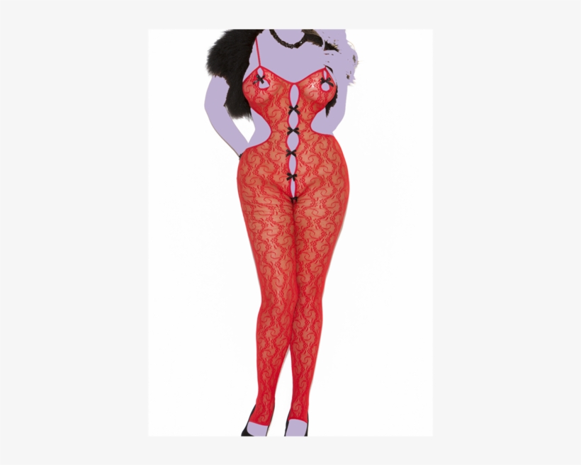 Pretty Ribbon And Lace Bodystocking - Red Body Stockings Plus Size, transparent png download