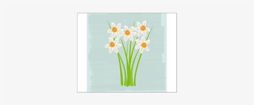Cute White Daffodils Flowers Watercolor Print Poster - Cute White Flowers Shower Curtain, transparent png download