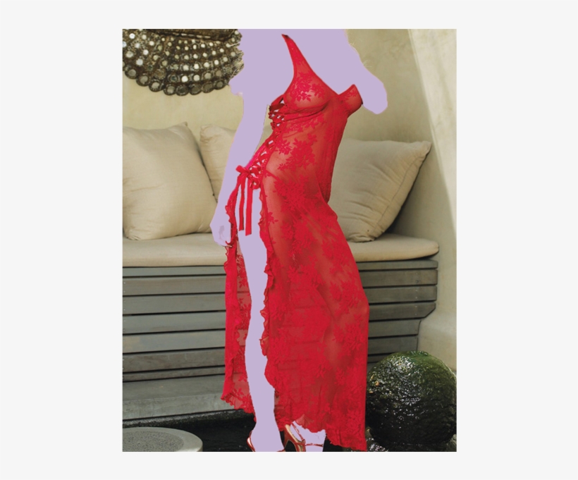 Two Piece Halter Lace Long Gown With Ribbon - Peasant Top Off The Shoulder Costume, transparent png download