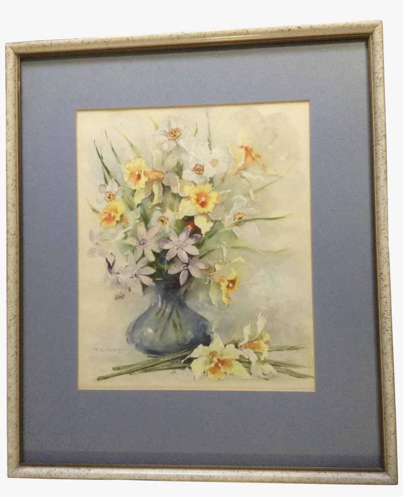 Kroger , Painting, Still Life Floral Vase With Yellow Painting PNG
