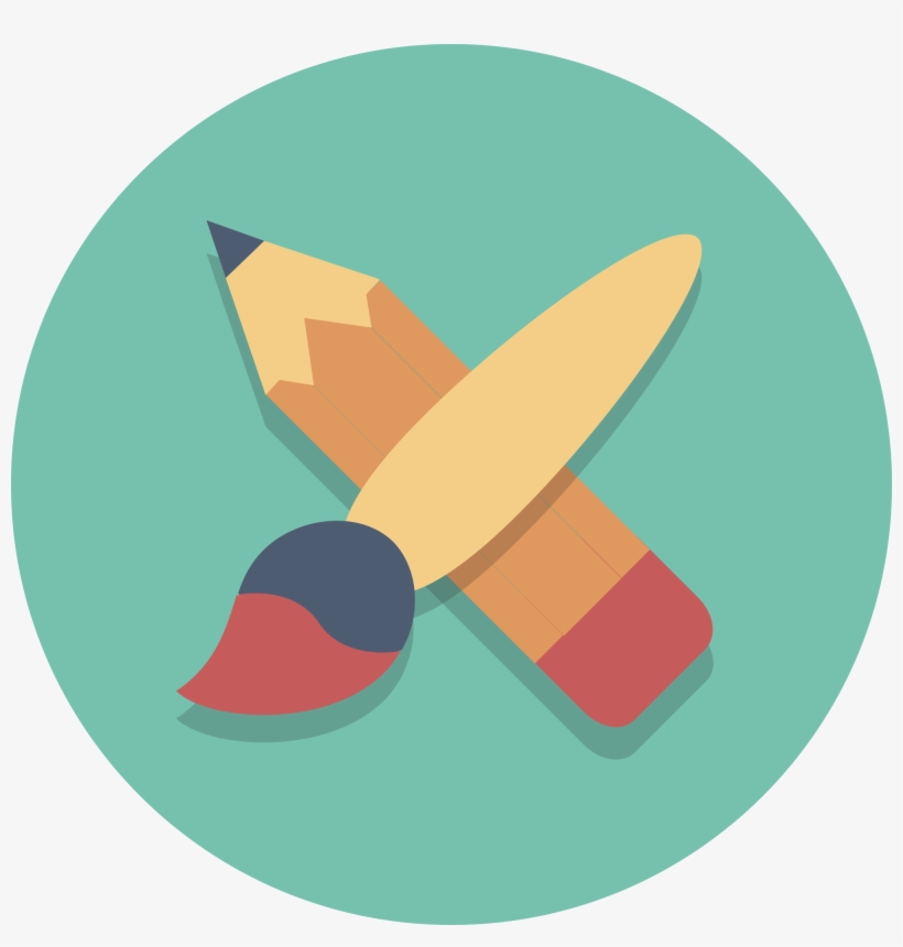 Circle Clipart Paint Brush - Flat Paint Brush Icon, transparent png download