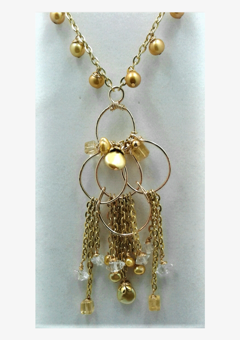 Gold Pearls With Natural Citrine And Herkimer Diamonds - Locket, transparent png download