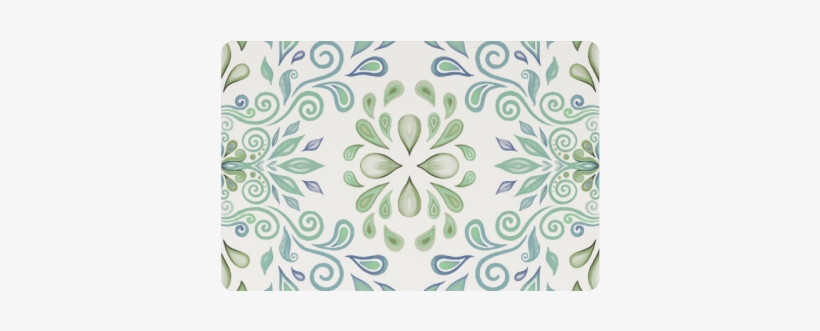 Blue And Green Watercolor Design Doormat - Blue And Green Floral Pattern Backpack By Ivaw, transparent png download