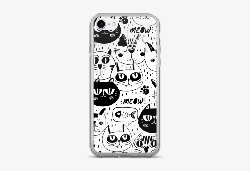 Black Cat Multi Pattern Iphone 7 Case - Cat Faces Beach Towel, transparent png download