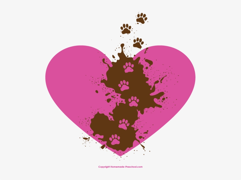 Heart Pictures Clipart Paw Print - Heart And Paw Print Png Png Image | Transparent Png Free Download On Seekpng