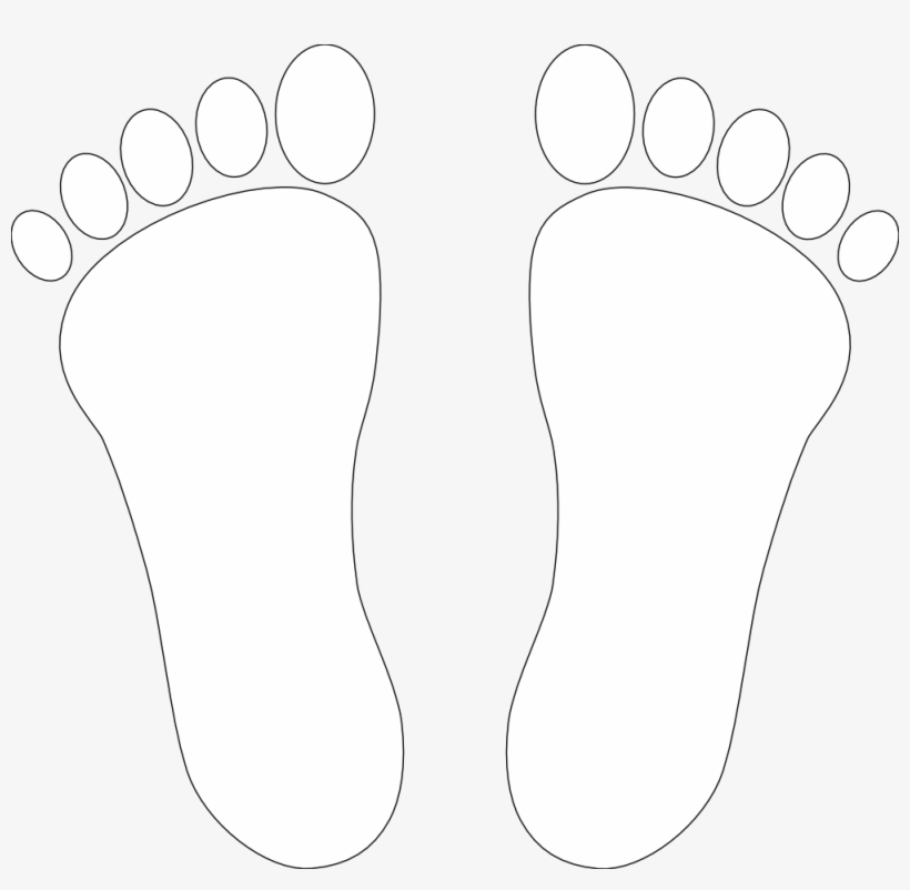 Foot Print Two Black White - White Feet Clipart, transparent png download