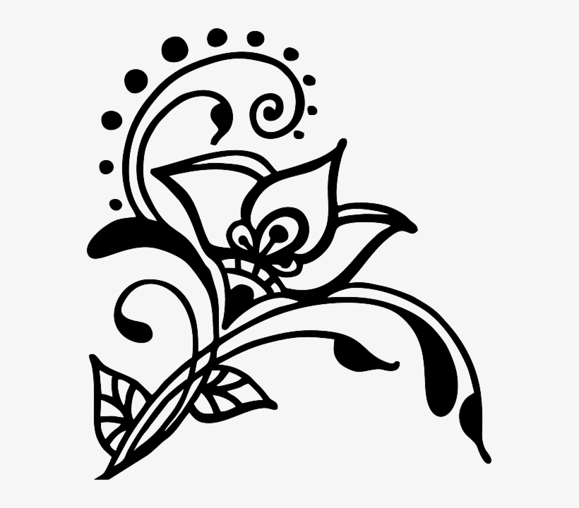 Flower, Henna, Vines, Swirl, Artwork, Silhouette - Henna Silhouette, transparent png download