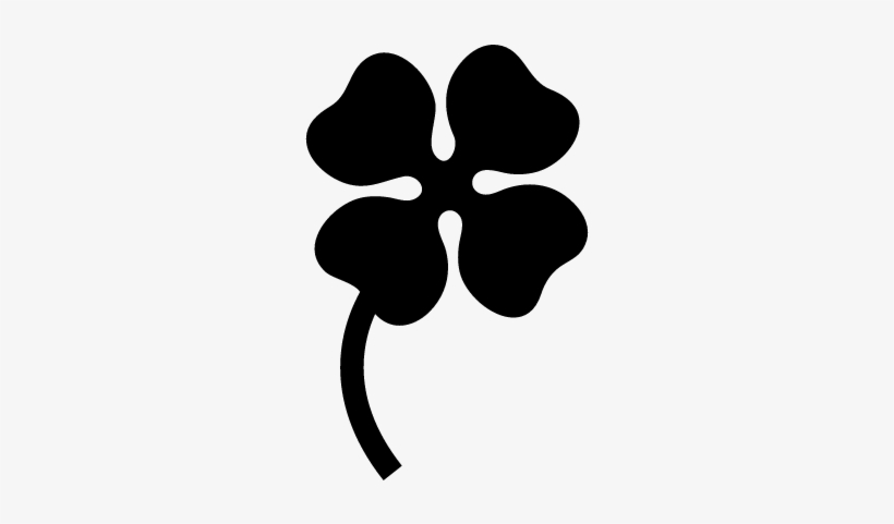 Leaf Or Flower Silhouette Shape Vector - Four Leaf Clover Silhouette, transparent png download