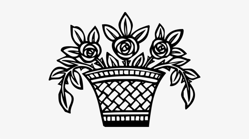 Drawing Flower In The Basket Png Image Transparent Png Free