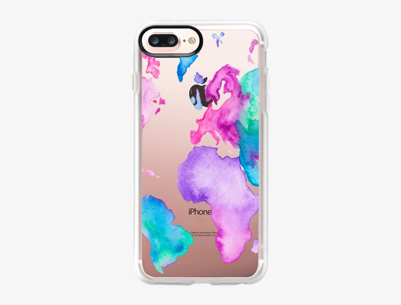 Casetify Iphone 7 Wallet Case - Modern World Map Globe Bright Watercolor Paint Samsung, transparent png download