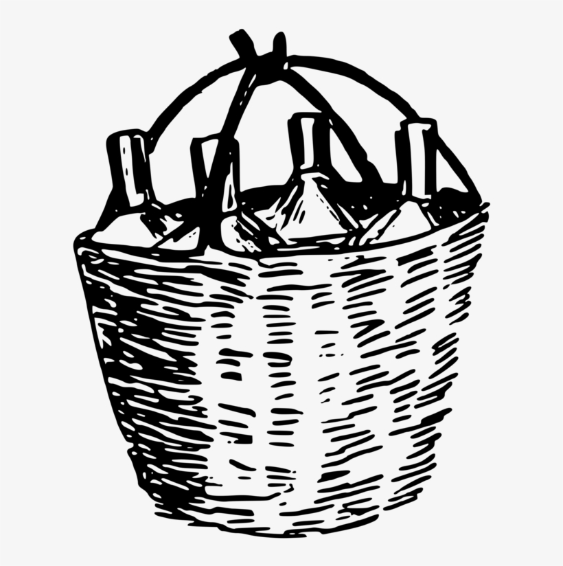 Svg Black And White Download Wine Bottle Baskets Computer - Basket, transparent png download