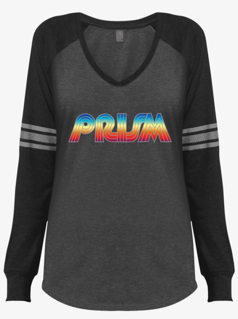Retro Prism Tv Ladies' Game Ls V Neck T Shirt - Shirt, transparent png download