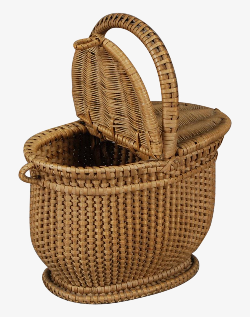 French Wicker Picnic Basket - Wicker, transparent png download