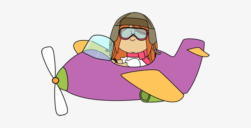 Girl Flying An Airplane - Airplane Clipart Girl, transparent png download