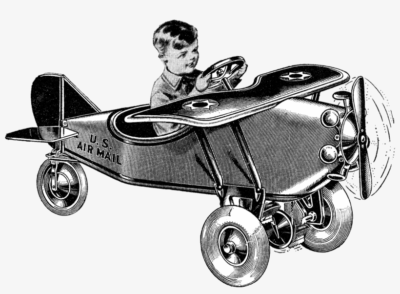 Vintage Pedal Airplane - Airplane The Graphics Fairy, transparent png download