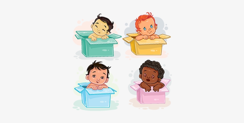 Set Illustrations Of Babies Different Races Sitting - Babies Of Different Races Clipart, transparent png download