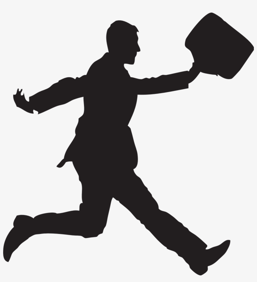 Happy, Silhouette, Walking, Businessman, Briefcase - Happy Business Man Silhouette, transparent png download