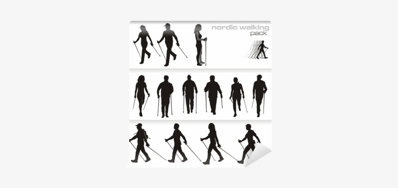 Nordic Walking Vector Silhouette Wall Mural • Pixers® - Nordic Walking, transparent png download