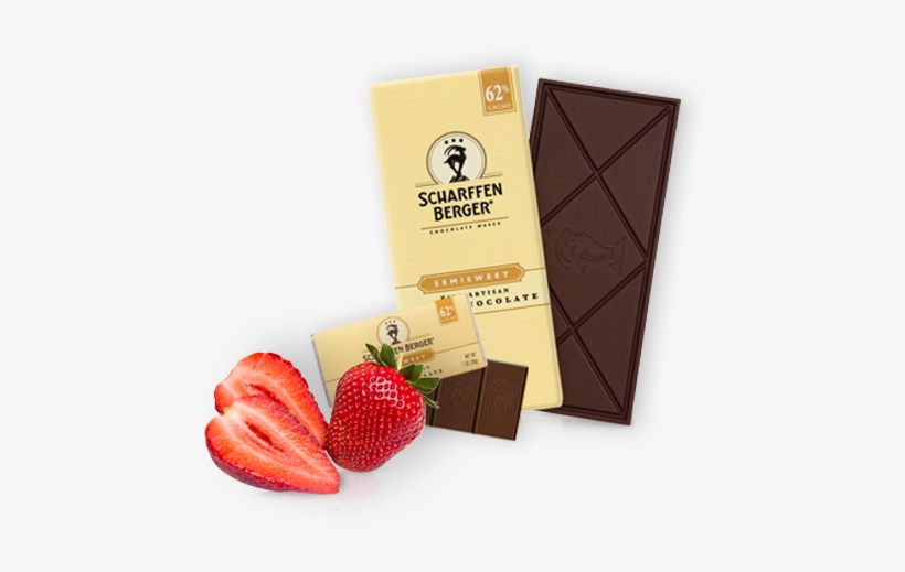 Semisweet 62% Paired With Strawberries - Scharffen Berger, transparent png download
