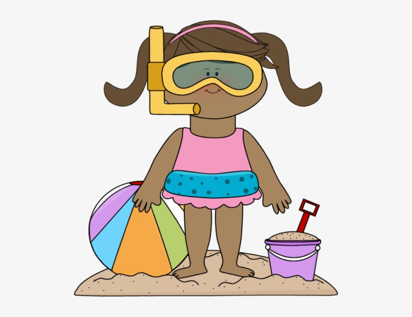 Sand Castle Clipart Vacation - Girl At Beach Clipart, transparent png download