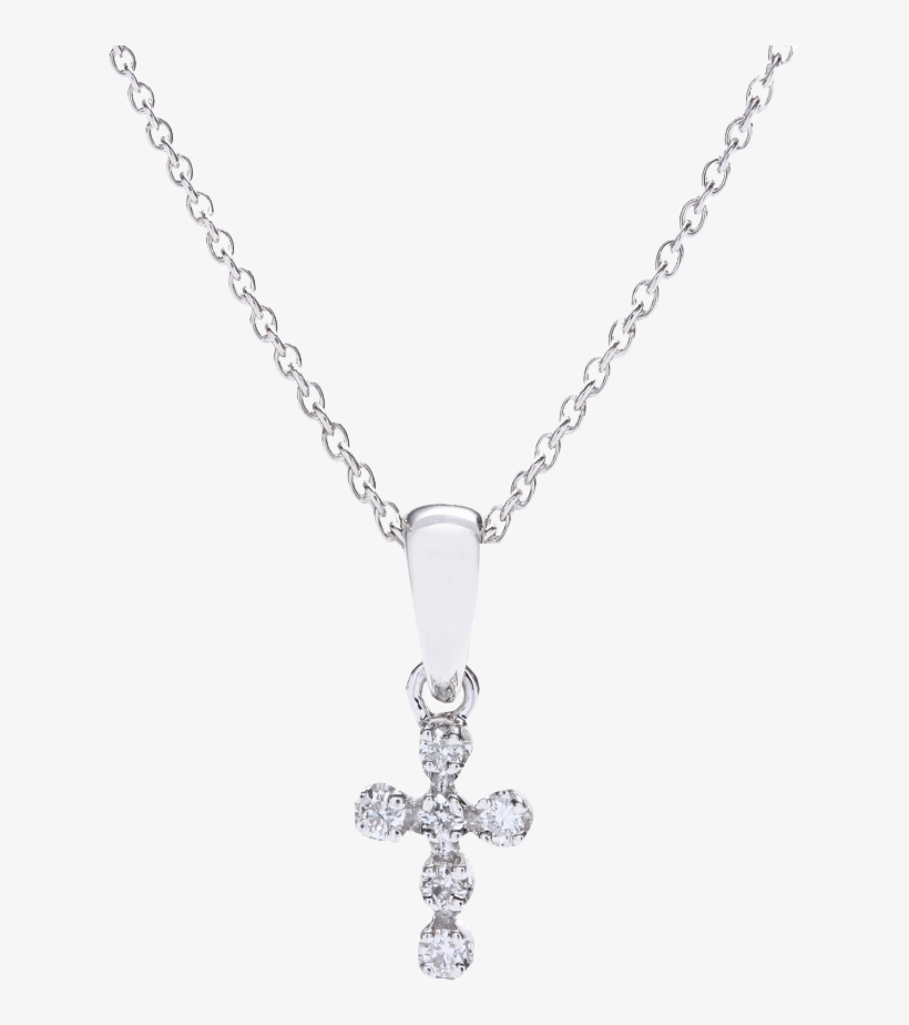 Cada 18kt White Gold Mini Mini Milano Cross Necklace - 3 Diamond Solitaire Necklace, transparent png download