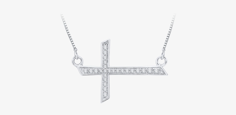 10k White Gold Diamond Cross Pendant With Chain Pc0097t-09w - Locket, transparent png download