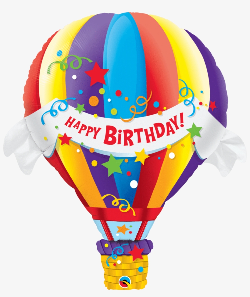 Happy Birthday Jumbo Hot Air Balloon 42" Balloon - Hot Air Balloon Foil Balloon, transparent png download