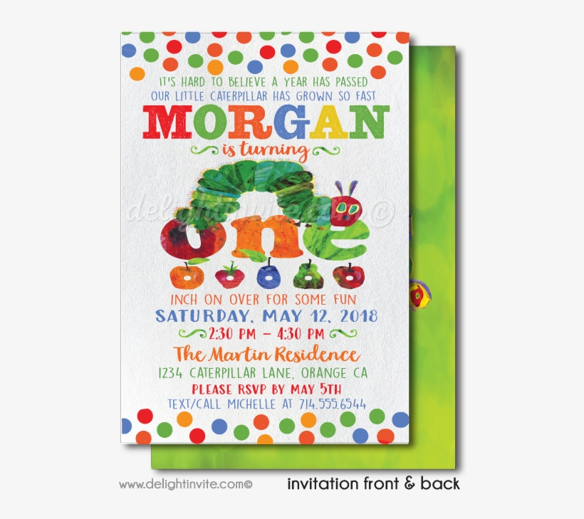 Birthday Invitations Tagged "first Birthday Invitations" - Very Hungry Caterpillar, transparent png download