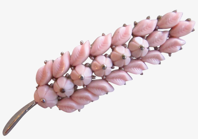 Trifari Pink Flowers And Leaves Brooch - Headpiece, transparent png download