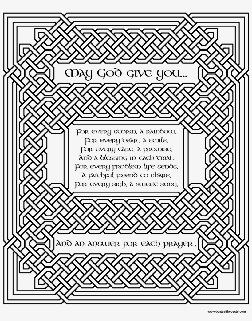 Irish Blessing Knotcp Lg 1,280×1,600 Pixels - Irish Blessing Coloring Page, transparent png download