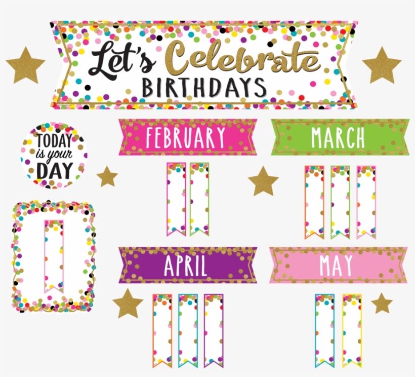 Tcr5884 Confetti Lets Celebrate Birthdays Mini Bulletin - Confetti Bulletin Board Set, transparent png download